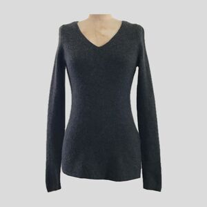 Isabel Marant Gray Cashmere Neutral V Neck Long Sleeve Pullover Sweater - S